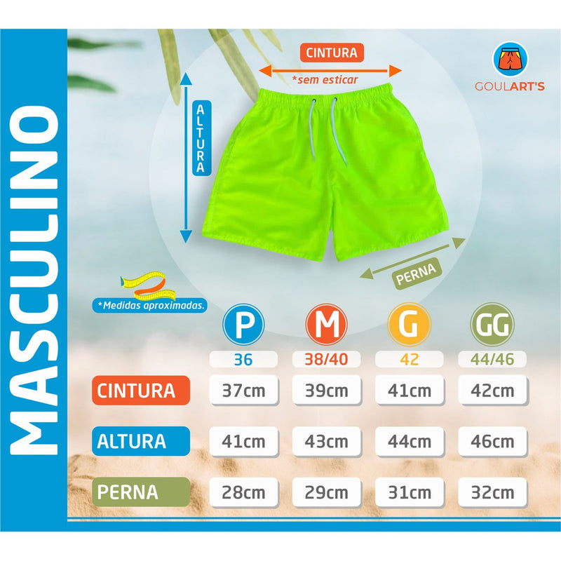 Kit 5 Bermudas Masculinas 3 Bolsos Com Elástico Com Amarração Para Praia e Piscina Verão 2025