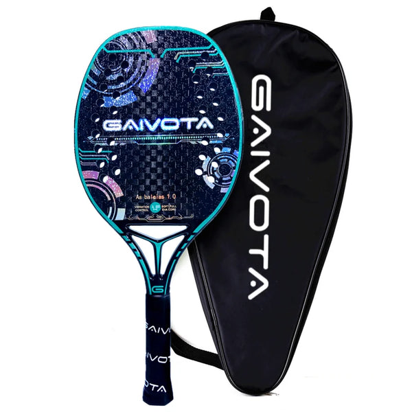 Raquete de Beach Tennis GAIVOTA 12K SUPERFÍCIE RUGOSA + MOCHILA