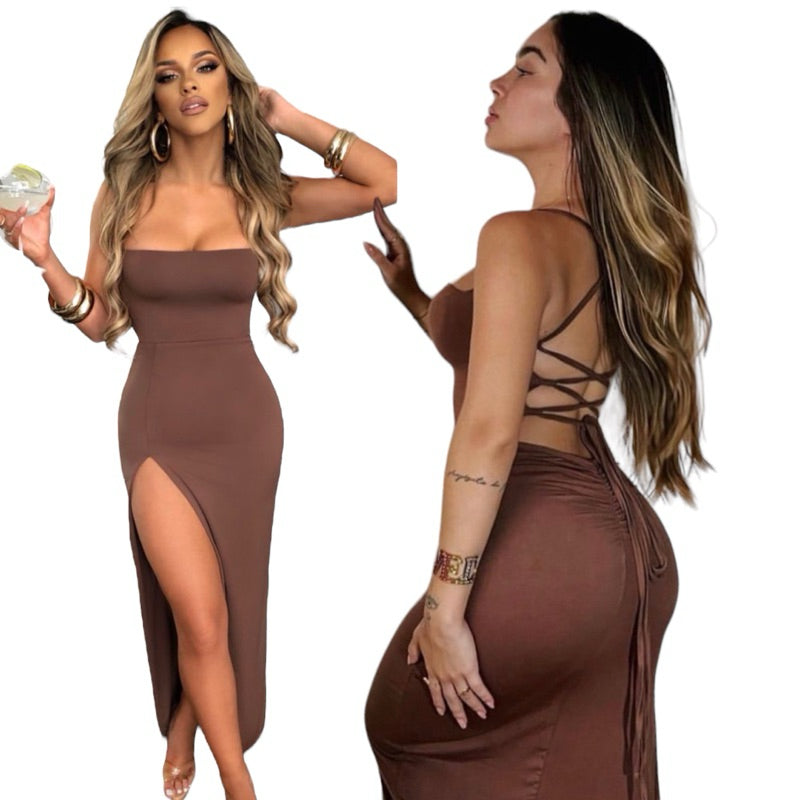 Vestido Longo SUPLEX Fenda - Empina Bumbum