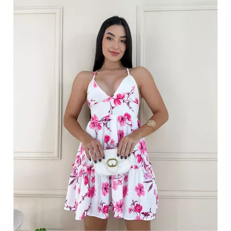 Vestido Curto Rodadinho Alcinha Liso Estampado Verão Delicado