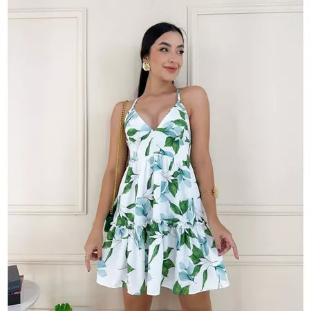 Vestido Curto Rodadinho Alcinha Liso Estampado Verão Delicado