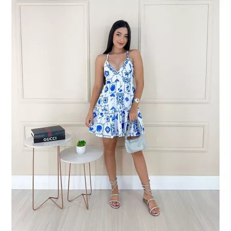 Vestido Curto Rodadinho Alcinha Liso Estampado Verão Delicado