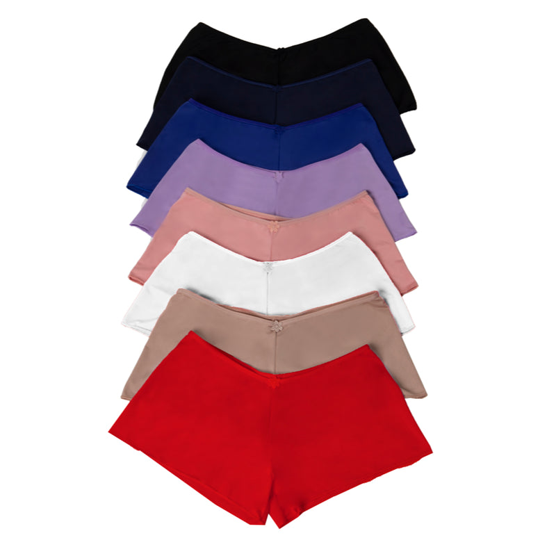 Kit 5 Shortinhos Lisos Cores Variadas Short Boxer Feminino Segunda Pele Confortável Adulto