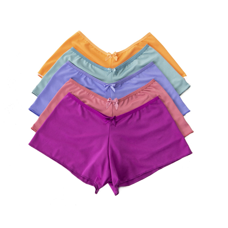 Kit 5 Shortinhos Lisos Cores Variadas Short Boxer Feminino Segunda Pele Confortável Adulto