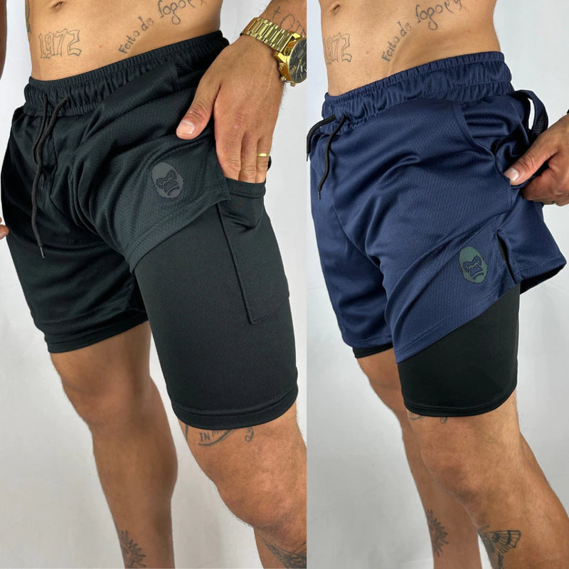 Kit 2 Shorts GYMMAX  2 em 1 - Exclusivo
