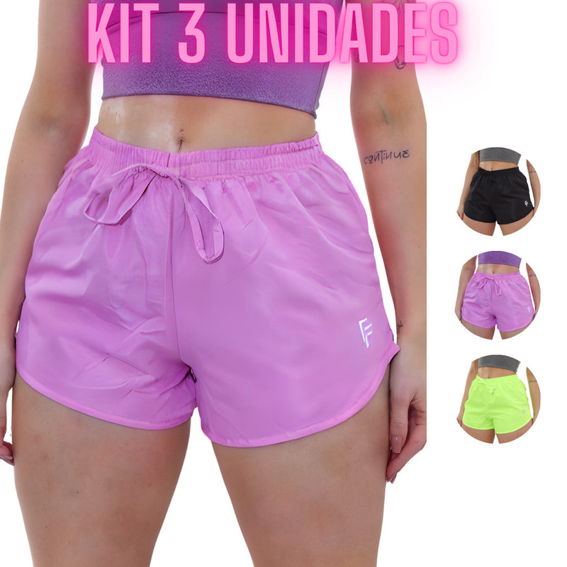 Kit 3 Shorts Feminino Tactel Para Academia