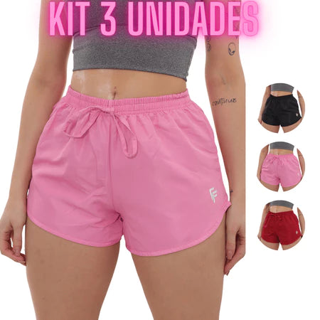 Kit 3 Shorts Feminino Tactel Para Academia