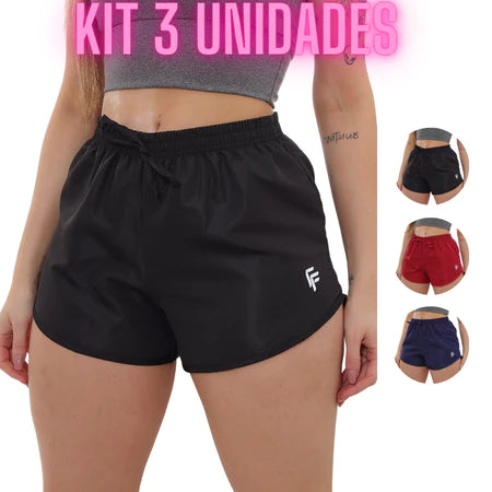 Kit 3 Shorts Feminino Tactel Para Academia