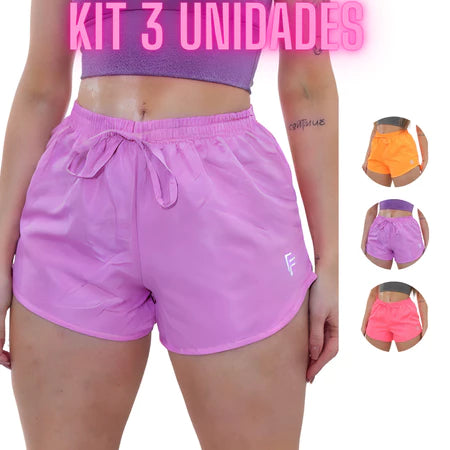 Kit 3 Shorts Feminino Tactel Para Academia