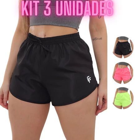 Kit 3 Shorts Feminino Tactel Para Academia