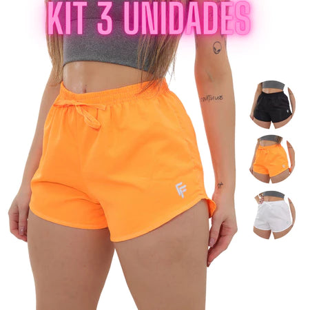 Kit 3 Shorts Feminino Tactel Para Academia